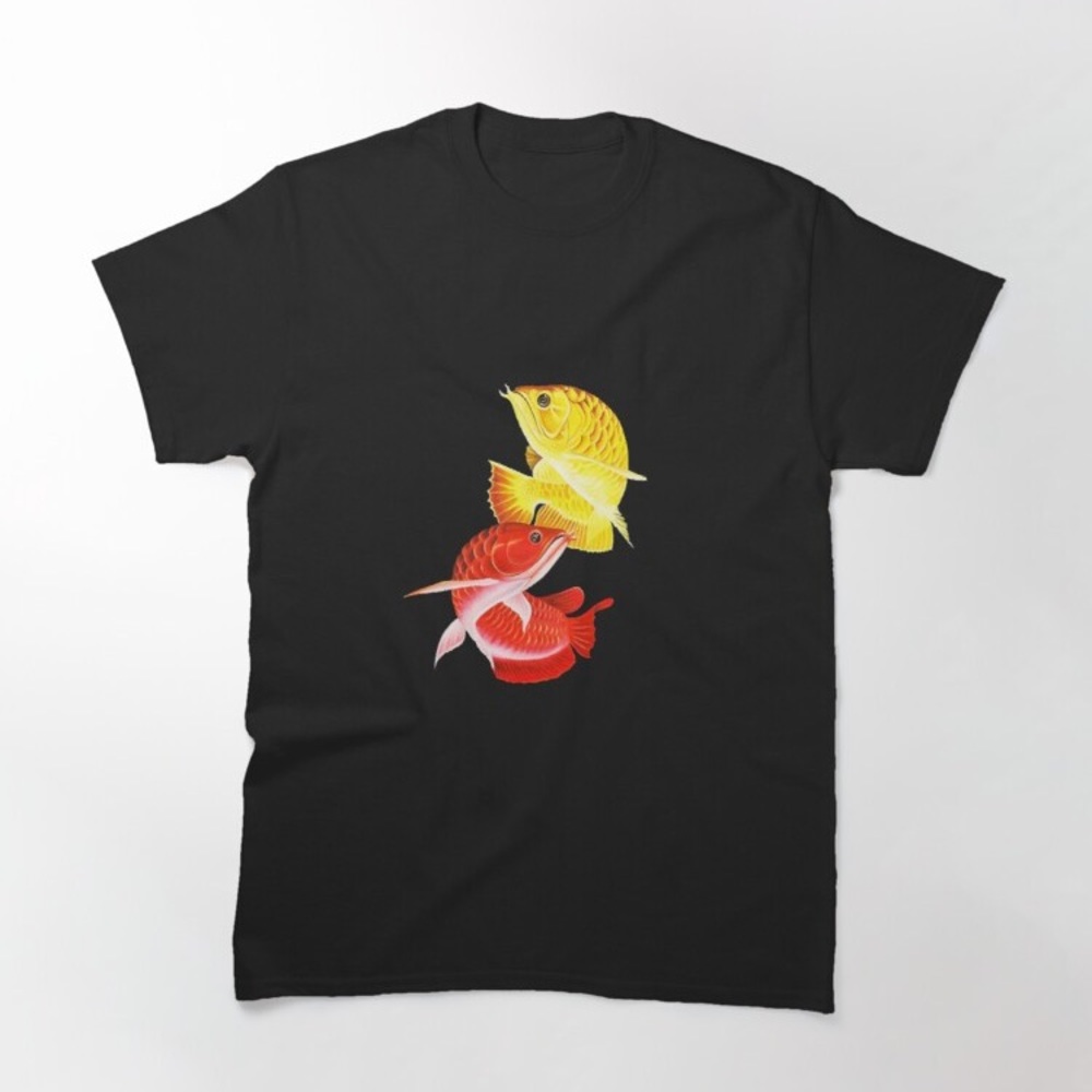 Red fish, yellow fish unisex black t shirt
